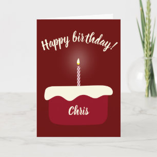 Red Velvet Birthday Cake w/ Glowing Lit Candle Kort