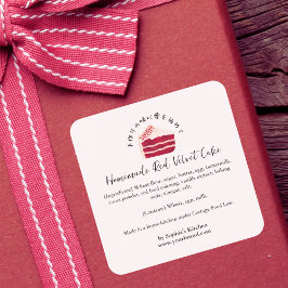 Red Velvet Cake Bakery Ingredient Product Bakery Fyrkantigt Klistermärke