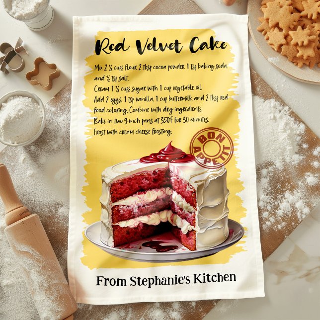 Red Velvet Cake Recipe Personlig Kökshandduk (Skapare uppladdad)