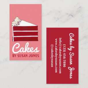 Red Velvet Cake Slice Bakery Bake Shop Cafe Visitkort