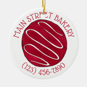 Red Velvet Cookie Business Bakery Bake Shop Baking Julgransprydnad Keramik