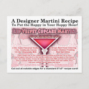 Red Velvet Cupkaka Martini Recipe-vykort Vykort