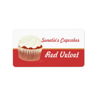 Red Velvet Cupkakaetiketter Adressetikett