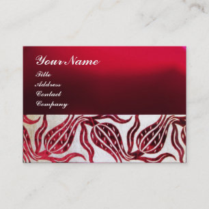 RED VELVET DAMASK TULIP MONOGRAM Burgundy Pearl Visitkort