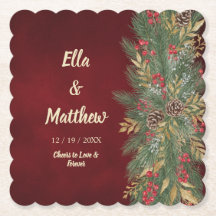 Red Velvet Elegant Christmas Botanical Wedding