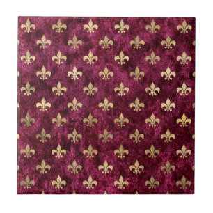Red Velvet Fleur De Lis Mardi Gras Orleans Mönste Kakelplatta