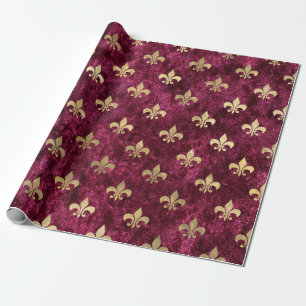 Red Velvet Fleur De Lis Mardi Gras Orleans Mönste Presentpapper