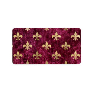 Red Velvet Fleur De Lis Mardi Gras Orleans Mönster Adressetikett