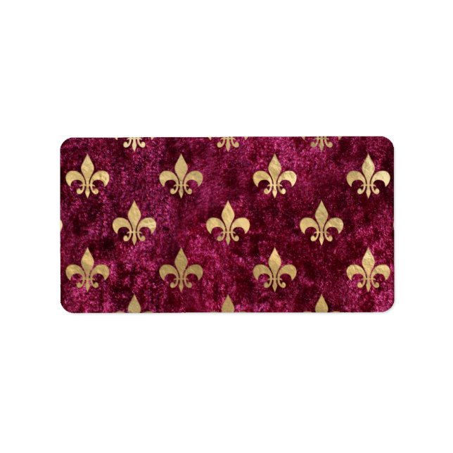 Red Velvet Fleur De Lis Mardi Gras Orleans Mönster Adressetikett (Framsidan)