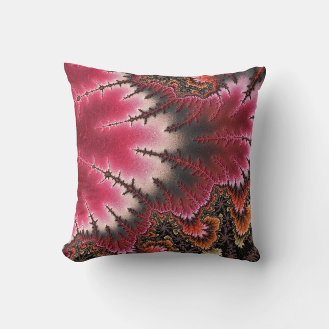 Red Velvet Fractal Abstrakt Nouveau Stil Kudde (Framsida)
