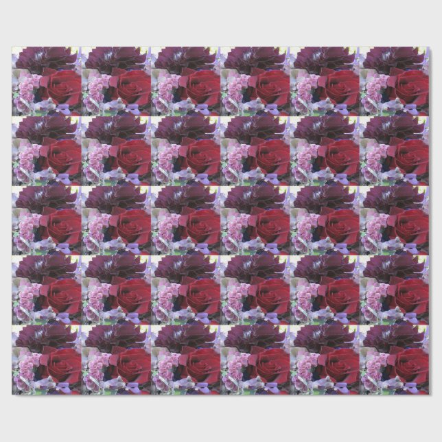 Red Velvet Ro Flower Wrapping Papper Presentpapper (Platt)