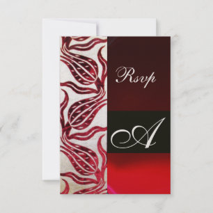 RED VELVET TULIP MONOGRAM Burgundy Champagne White OSA Kort