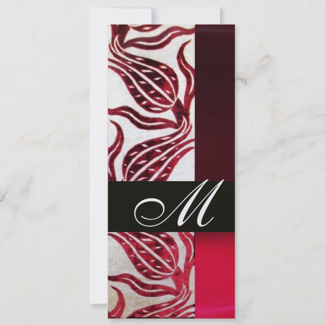 RED VELVET TULIPS MONOGRAM Burgundy White Ice Inbjudningar (Framsida)