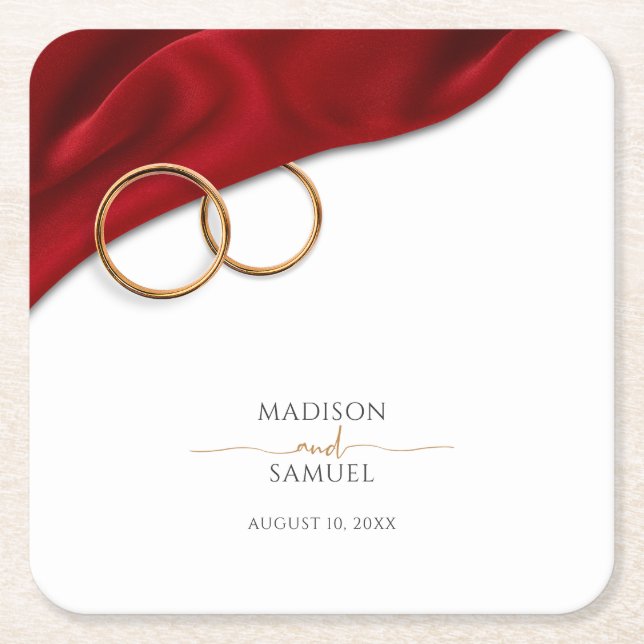 Red Velvet Wedding Coaster Underlägg Papper Kvadrat (Framsidan)