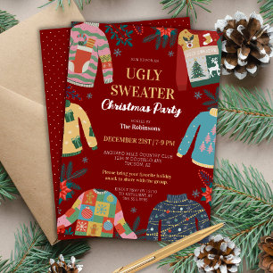 Red Verkligen Ugly jul Sweater Julfest Inbjudningar