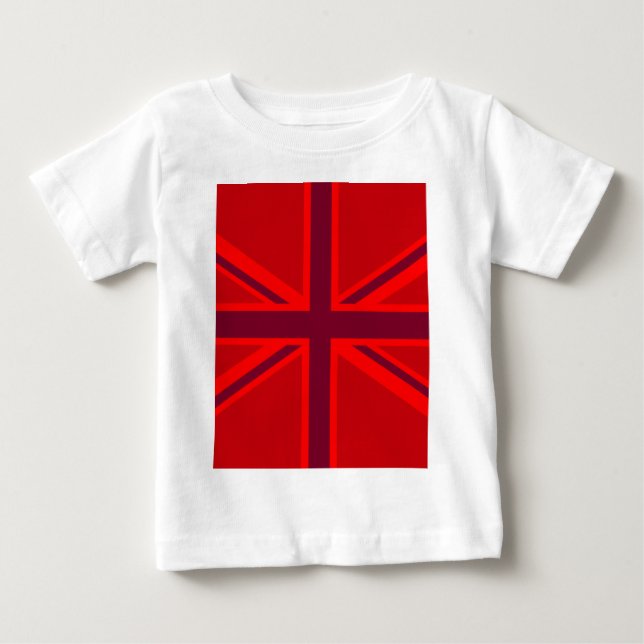 Red Version British Union Jack Decor T Shirt (Framsida)
