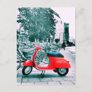 Red Vespa i Münchenvykort Vykort