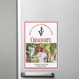 Red Veterinary School Photo Studenten Magnet Card