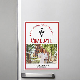 Red Veterinary School Photo Studenten Magnet Card