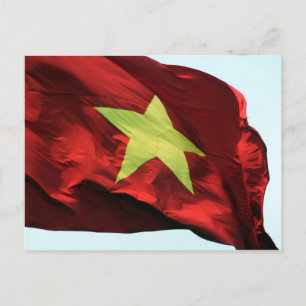 red vietnam flagga vykort