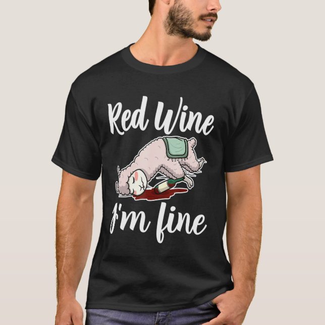 Red Vin Älskare Llama Winery Tasting Idea T Shirt (Framsida)