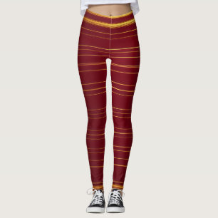 "Red Vin Arsenal: Precision Craftad i Guld Detai Leggings