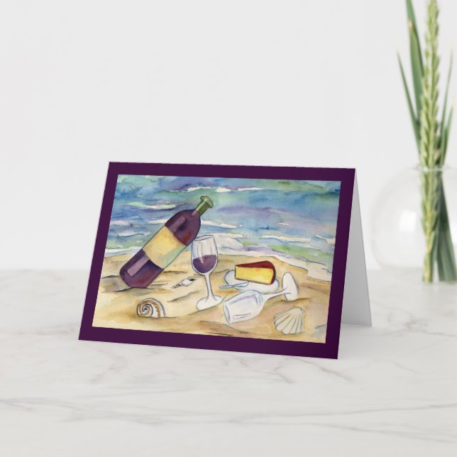 Red Vin Beach Party Note eller Greeting Cards Kort (Framsida)