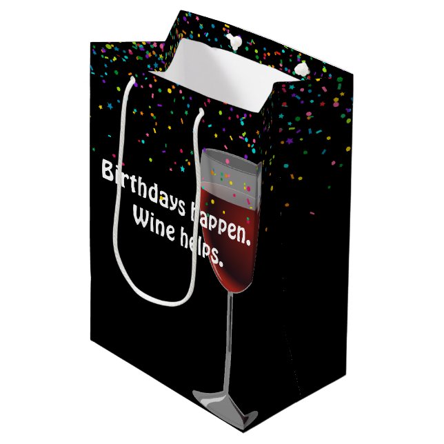Red Vin Birthday Medium Gift Bag (Framsidan Vinklad)