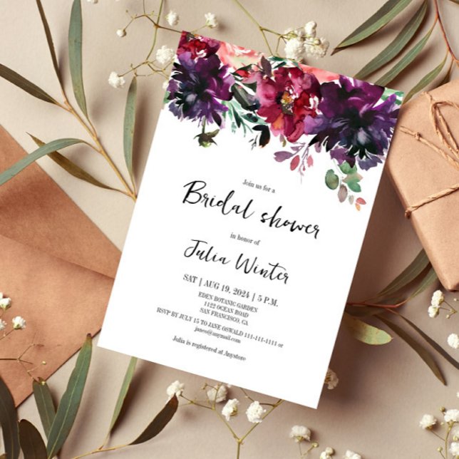 Red Vin Blommigt Inbjudningskort för möhippan (Skapare uppladdad)