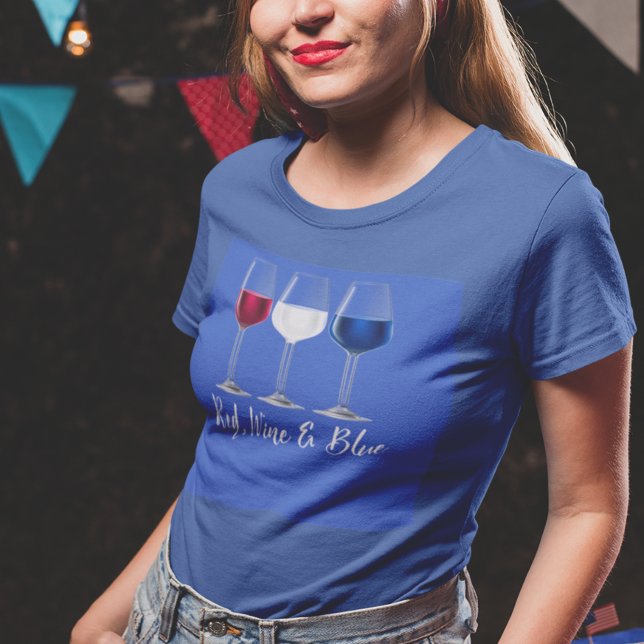 Red Vin Blue 4:e juli Independence day T Shirt (Skapare uppladdad)