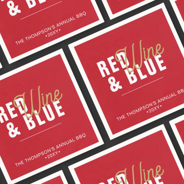 Red Vin & Blue 4:e juli Party Papper Pappersservett (Skapare uppladdad)