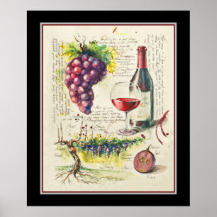 Red Vin Botanical Poster