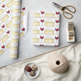 Red Vin + Brie Cheese Vin Glass Gift Wrap Presentpapper