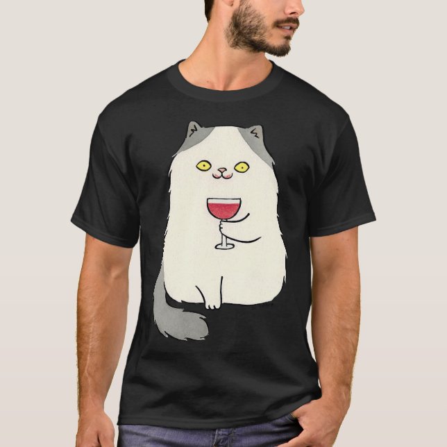 Red Vin Cat Cat Owner T Shirt (Framsida)