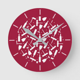 Red Vin Flaskor och Corkscrews Pub Decor Rund Klocka