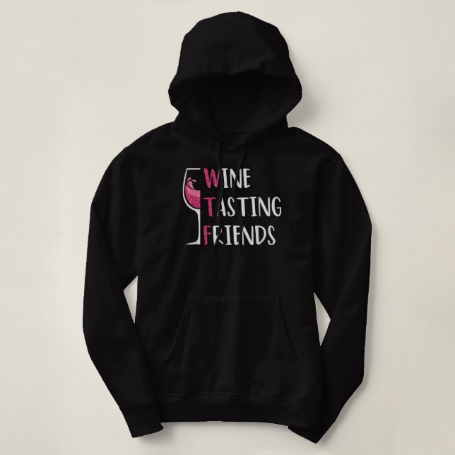 Red Vin Friends Drinking Glass WTF Vin Tasting T Shirt (Design framsida)