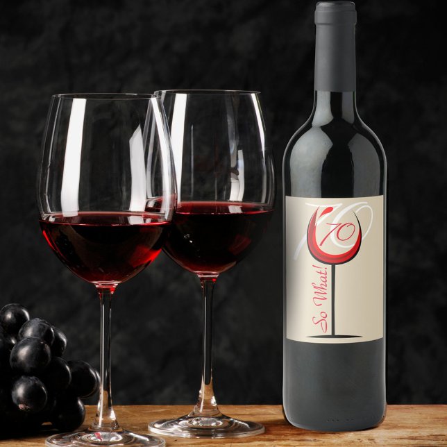 Red Vin Funny 70, så 70:e födelsedagen Vinflaska Etikett (Skapare uppladdad)