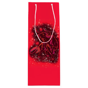 Red Vin Gift Bag Bull som går på Starry Natt
