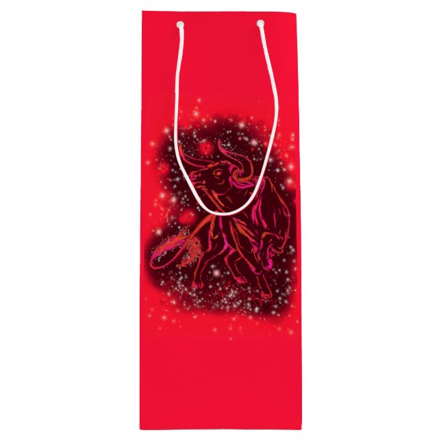 Red Vin Gift Bag Bull som går på Starry Natt (Framsidan)