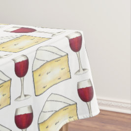 Red Vin Glass Brie Cheese Foodie Print Tablecloth