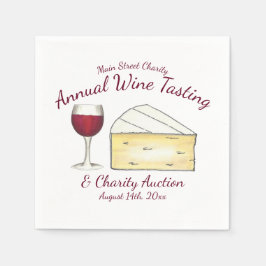Red Vin Glass Brie Cheese Taste Charity Event Pappersservett