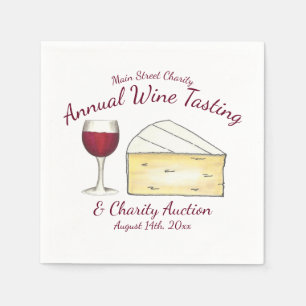 Red Vin Glass Brie Cheese Taste Charity Event Pappersservett