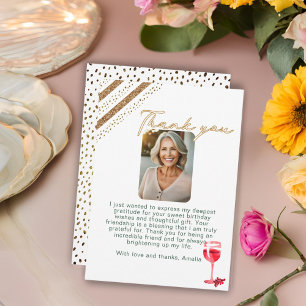 Red Vin Glass Glitter Birthday Photo Tack Kort