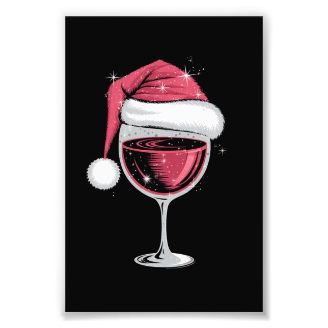 Red Vin Glass-jultomten Julafton Fototryck (Framsidan)
