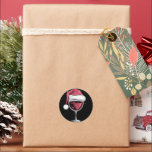 Red Vin Glass-jultomten Julafton Runt Klistermärke<br><div class="desc">Red Vin Glass jul - jultomten Julafton Santa</div>