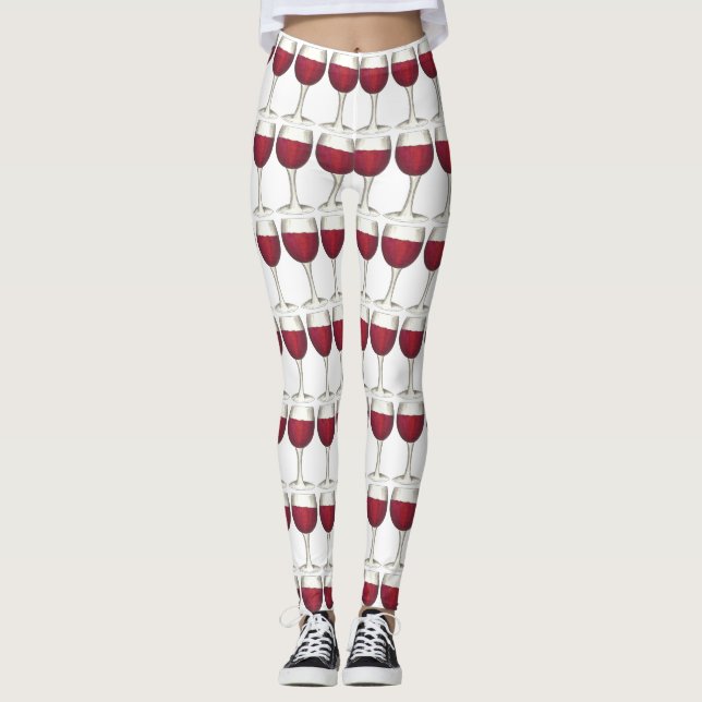 Red Vin Glass Merlot Cabernet Vin Food Leggings (Framsida)