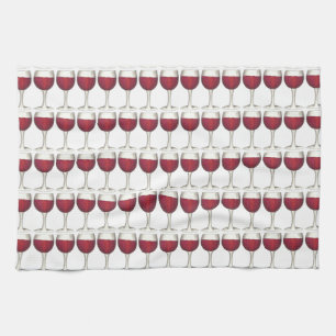 Red Vin Glass Merlot Print Mönster Glasses Towel Kökshandduk