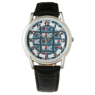 Red Vin Glass Mönster Armbandsur