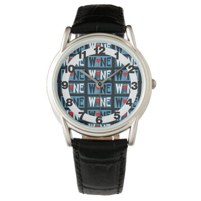 Red Vin Glass Mönster Armbandsur (Framsida)