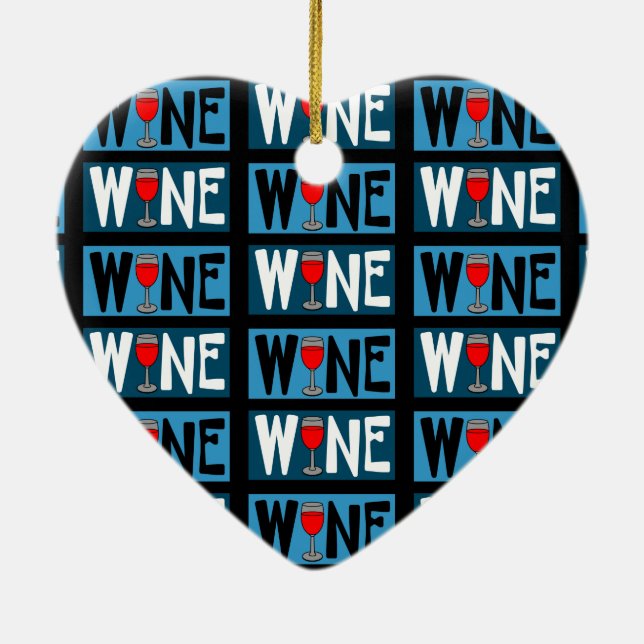 Red Vin Glass Mönster Julgransprydnad Keramik (Baksidan)